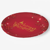 レッド&金ゴールドラグジュアリークリスマス ペーパープレート (アングル)