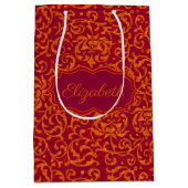 レッド&金ゴールドルネッサンスチューダーダマスクフローラ ミディアムペーパーバッグ