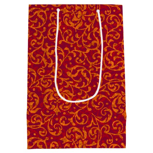 レッド&金ゴールドルネッサンスチューダーダマスクフローラ ミディアムペーパーバッグ (裏面)