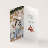 レッド&金ゴールドヴィンテージオールドクリスマスツリーホリデーカード (内部)