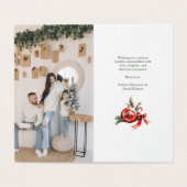 レッド&金ゴールドヴィンテージオールドクリスマスツリーホリデーカード (内部フラット)