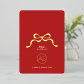 レッド&金ゴールド企業のロゴビジネスレトロボウ 箔シーズンカード (立ち正面)