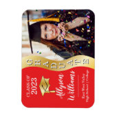 レッド |金ゴールド大学院生Wave Grad Capフォトマグネット マグネット (縦)