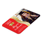 レッド |金ゴールド大学院生Wave Grad Capフォトマグネット マグネット (左側)