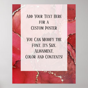 レッド&金ゴールド抽象芸術アルコールインクフルードアートDIY ポスター