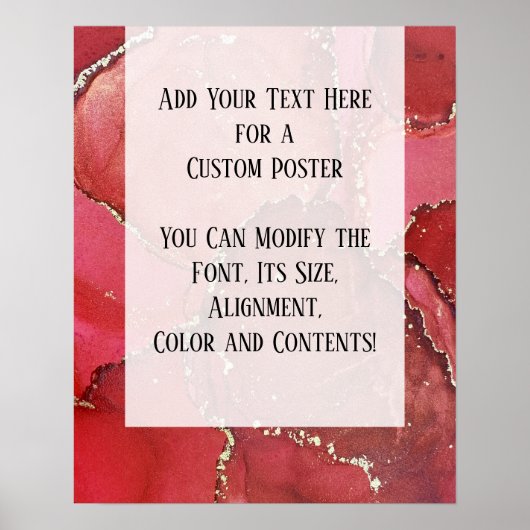 レッド&金ゴールド抽象芸術アルコールインクフルードアートDIY ポスター (正面)