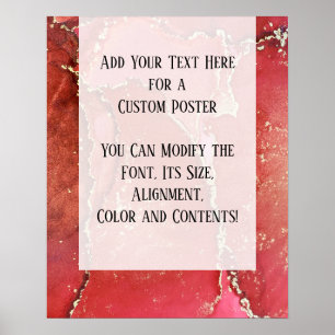 レッド&金ゴールド抽象芸術アルコールインクフルードアートDIY ポスター