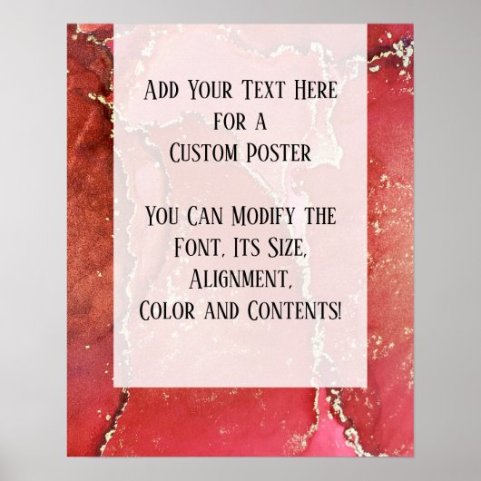 レッド&金ゴールド抽象芸術アルコールインクフルードアートDIY ポスター (正面)