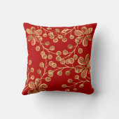 レッド&金ゴールド植物両面クッション クッション (裏面)