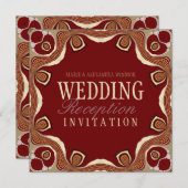 レッド+金ゴールド王室のトバル結婚オルタナティブ 招待状 (正面/裏面)