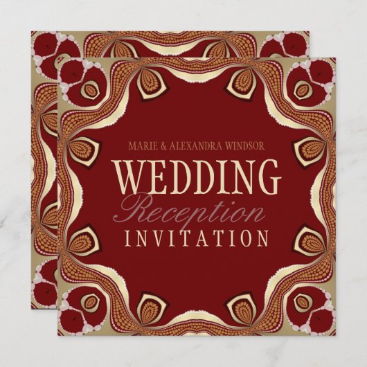 レッド+金ゴールド王室のトバル結婚オルタナティブ 招待状 (正面/裏面)