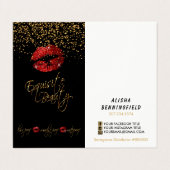 レッド&金ゴールド紙吹雪リップサービス&価格表 名刺 (外部フラット)