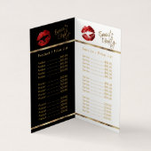 レッド&金ゴールド紙吹雪リップサービス&価格表 名刺 (内部)