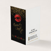 レッド&金ゴールド紙吹雪リップサービス&価格表 名刺 (外部)