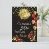 レッド&金ゴールド誕生日ポスター サンキューカード (スタンド正面)