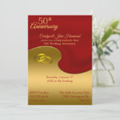 レッド&金ゴールド50周年結婚招待状 招待状 (スタンド正面)