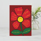 レッド&金ゴールド60誕生日ドードルシンプルフラワー 招待状 (スタンド正面)