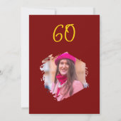 レッド&金ゴールド60誕生日ドードルシンプルフラワー 招待状 (裏面)