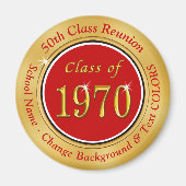 レッド、金ゴールド、1970年懇親会、55級懇親会ギフト マグネット (正面)