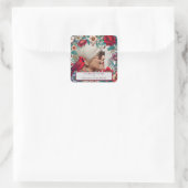 レッド(鳥)ショウジョウコウカンチョウお祝いのライフ写真 スクエアシール (バッグ)