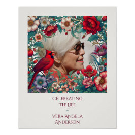 レッド（鳥）ショウジョウコウカンチョウお祝いのライフ写真 ポスター