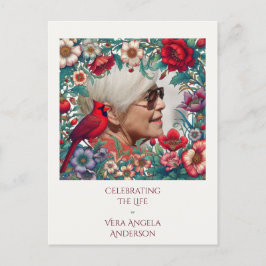 レッド（鳥）ショウジョウコウカンチョウお祝いのライフ写真 ポストカード