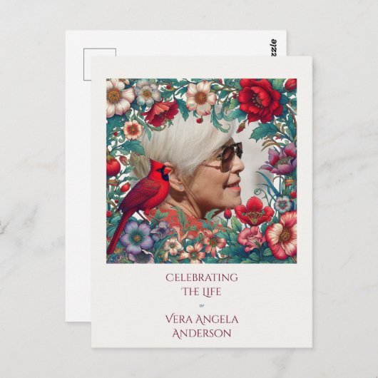 レッド(鳥)ショウジョウコウカンチョウお祝いのライフ写真 ポストカード (正面/裏面)