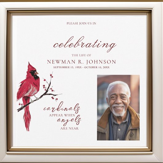 レッド（鳥）ショウジョウコウカンチョウお祝いのライフ写真 招待状