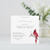 レッド（鳥）ショウジョウコウカンチョウお祝いオブライフ 招待状 (スタンド正面)