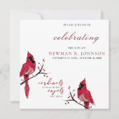 レッド（鳥）ショウジョウコウカンチョウお祝いオブライフ 招待状 (正面)