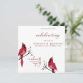 レッド（鳥）ショウジョウコウカンチョウお祝いオブライフ 招待状 (スタンド正面)
