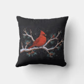 レッド（鳥）ショウジョウコウカンチョウとウィンターレッドベリー クッション (裏面)