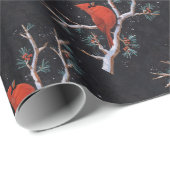レッド（鳥）ショウジョウコウカンチョウとウィンターレッドベリー ラッピングペーパー (ロールコーナー)