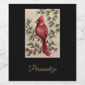 レッド（鳥）ショウジョウコウカンチョウとパインズ ワインラベル (シングルラベル)