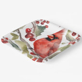 レッド（鳥）ショウジョウコウカンチョウとワイルドベリーのクリスマス ペーパープレート (傾斜あり)