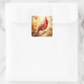 レッド(鳥)ショウジョウコウカンチョウインオータム秋 スクエアシール (バッグ)