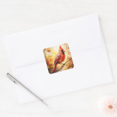 レッド(鳥)ショウジョウコウカンチョウインオータム秋 スクエアシール (封筒)