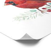 レッド(鳥)ショウジョウコウカンチョウウォーターカラーアートプリント ポスター (角)