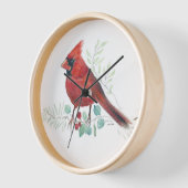 レッド(鳥)ショウジョウコウカンチョウウォーターカラーウォールデコル 壁時計 (傾斜)