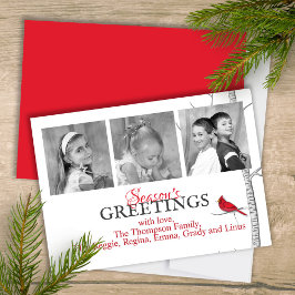 レッド（鳥）ショウジョウコウカンチョウウッドランド冬の木の数々の写真 シーズンカード