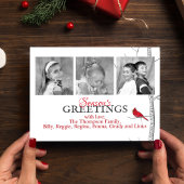 レッド(鳥)ショウジョウコウカンチョウウッドランド冬の木の数々の写真 シーズンカード