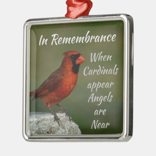 レッド（鳥）ショウジョウコウカンチョウエンジェルスパーソナライズされたメモリアル メタルオーナメント (左)