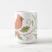 レッド（鳥）ショウジョウコウカンチョウオンウィンターホリー&ミスタントー コーヒーマグカップ (中央)