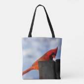 レッド(鳥)ショウジョウコウカンチョウオンウッドスタンプパーソナライズされた トートバッグ (裏面)