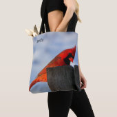 レッド(鳥)ショウジョウコウカンチョウオンウッドスタンプパーソナライズされた トートバッグ (クローズアップ)