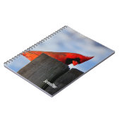 レッド（鳥）ショウジョウコウカンチョウオンウッドスタンプパーソナライズされた ノートブック (左側)