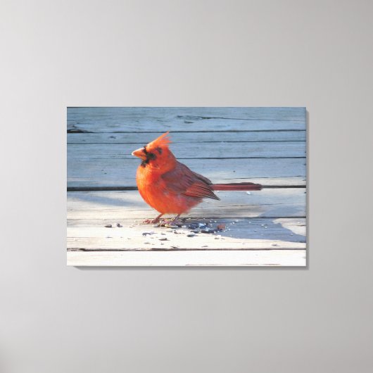 レッド（鳥）ショウジョウコウカンチョウオンウッドブリッジ キャンバスプリント (正面)