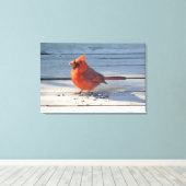レッド（鳥）ショウジョウコウカンチョウオンウッドブリッジ キャンバスプリント (インサイチュ (ウッドフロア))