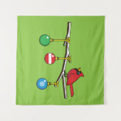 レッド（鳥）ショウジョウコウカンチョウオンクリスマスベアブランチ タペストリー (正面(横))