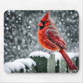 レッド（鳥）ショウジョウコウカンチョウオンスノーフェンス マウスパッド (正面)
